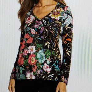 Johnny Was Peace Favorite L/S V neck Tee Large